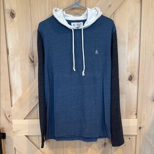 ORIGINAL PENGUIN Men's Blue and Gray Hoodie